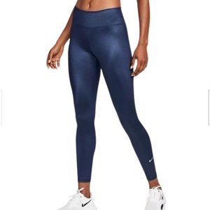 NIKE Women's Dri-FIT One Mid-Rise Shine Full Length Leggings. Size L